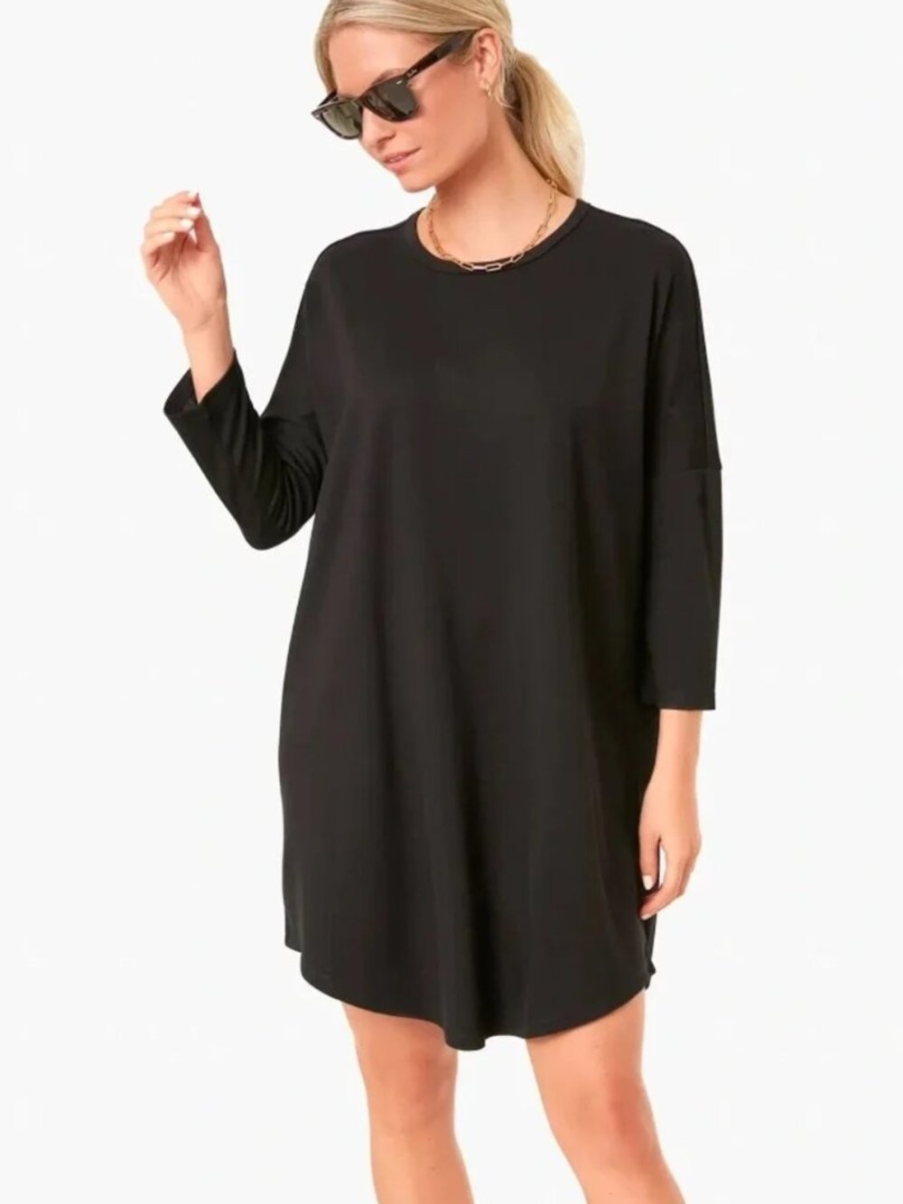 Tuckernuck Pomander Place Sue Sweatshirt Dress XS/S Black Dolman Sleeve High Low